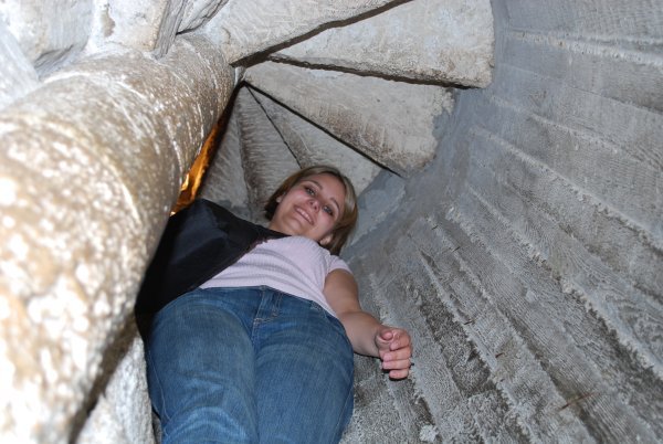 Climbing back down inside the cramped Minaret