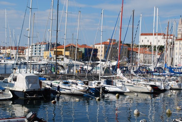 Boats in the harbor of Piran