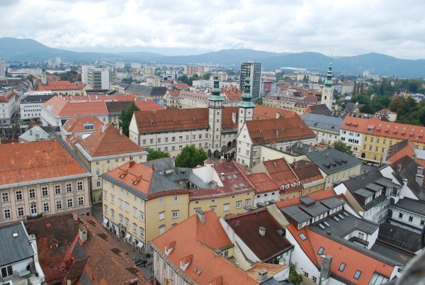View from the top of Stadthauptpfarrkirche St Egid