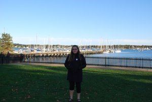 Kimberly and a view of the water at the House of Seven Gables