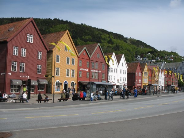 The many colorful buildings of Bryggen