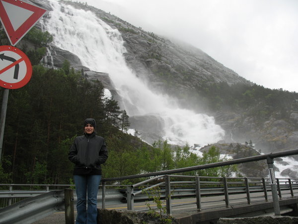 Jennifer at Langfoss Waterfall