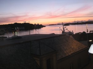 Sunset view of Stavanger from our hotel room