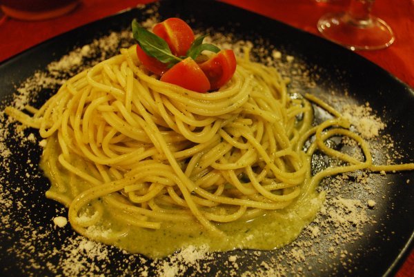 My pesto pasta from dinner on our second night in Granada