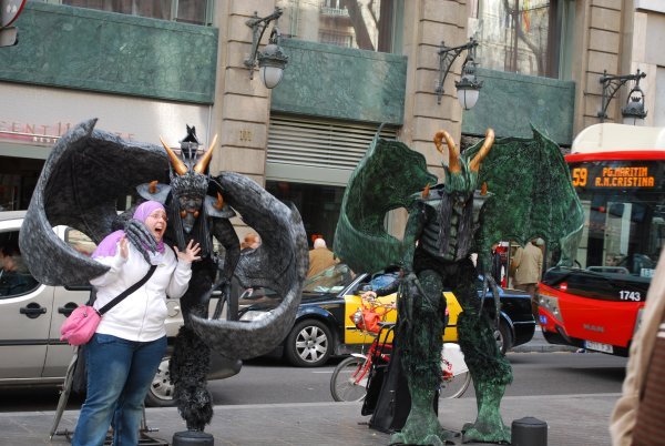 Street performer on Las Ramblas in Barcelona 