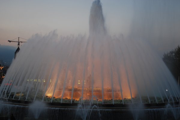 Magic Fountains in front of the Sunset at the Catalan Art