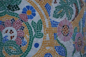Colorful tilework of the Catalan Concert Hall 