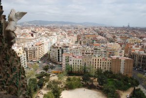 View of Barcelona from the top of Sagrada Familia 
