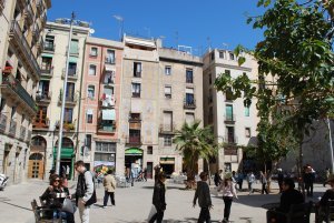 A beautiful square in the Barri Gotic (Gothic Quarter) of Barcelona 