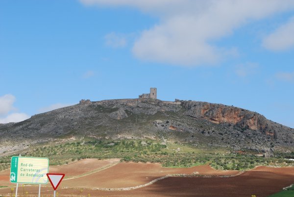 A castle in the distance on the drive to Ronda