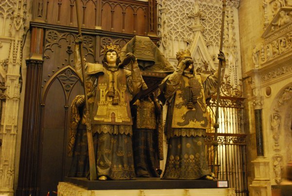 The tomb of Christopher Columbus inside Sevilla's Cathedral