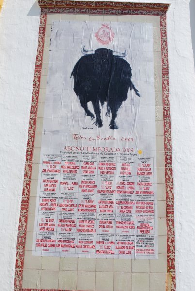Poster for the upcoming bullfight season at Plaza de Toros de la Real Maestranza
