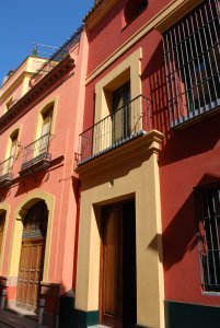 Brightly colored building in Sevilla