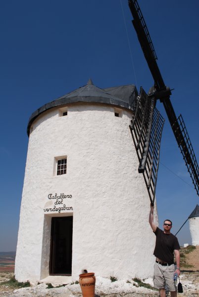 Mike next to a windmill in Consuegra
