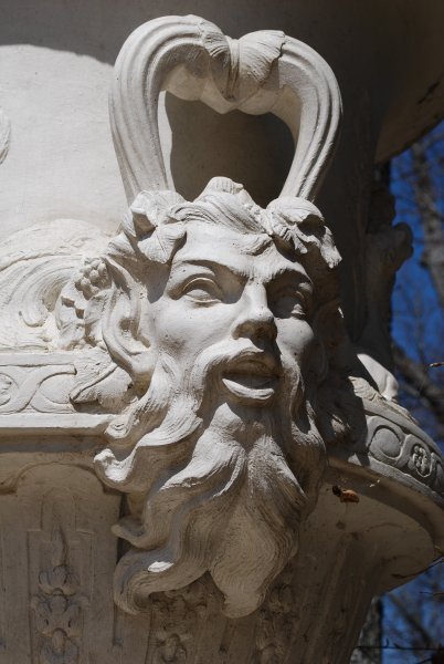 Detail of an urn in the gardens at La Granja Palace