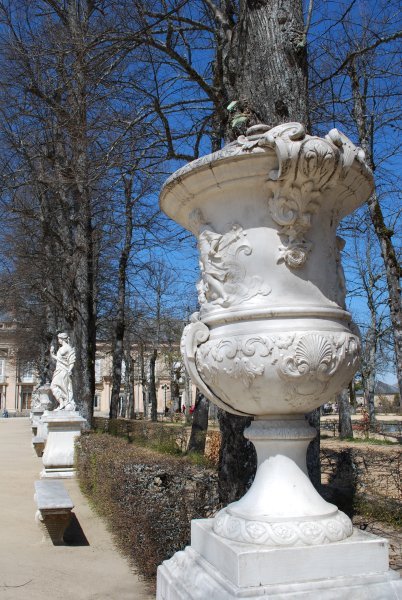 Urn in the gardens at La Granja Palace