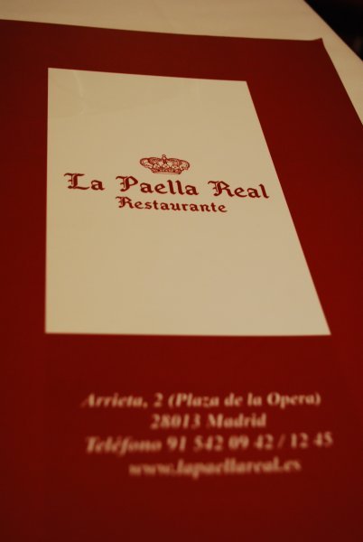 Menu at La Paella Real
