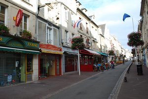 Restaurant row in Bayeux