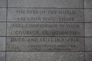 Plaque at the WWII Normandy American Cemetery and Memorial