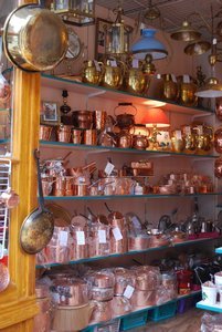 Copper items for sale in Villedieu-les-Poeles