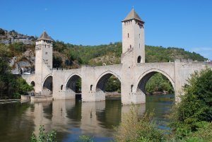 Reflection of Pont Valentre in Cahors
