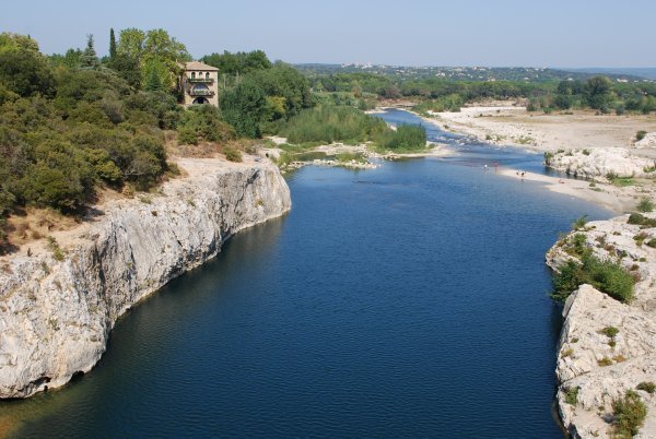 Water view from the Pont du Gard 