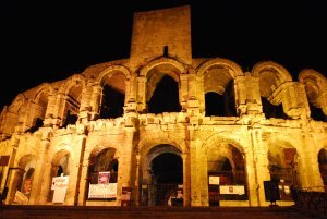 Roman arena in Arles at night