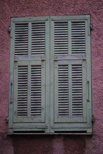 Green window in Villefranche-sur-Mer 