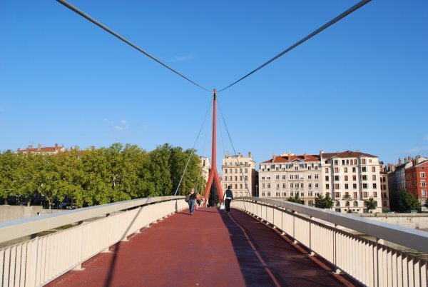 Crossing a bridge in Lyon