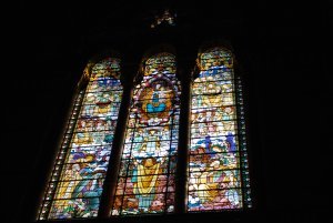 Stained glass at Notre-Dame de Fourviere of Lyon 