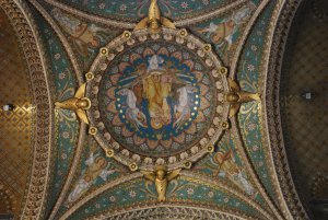Interior ceiling of Notre-Dame de Fourviere of Lyon 
