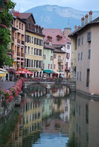 Riverside reflections in Annecy