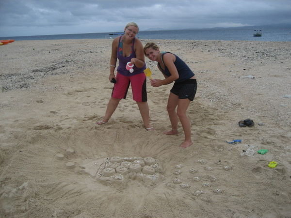 Building sand castles.