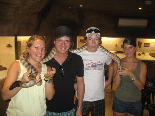 Me, Robert, Markus and Melanie with the python. 
