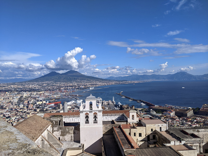 View from St. Elmos Castle of the Bay of Naples and Vesuvius