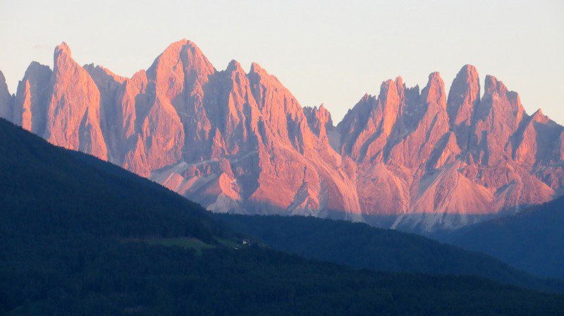 Sun setting on the Dolomites