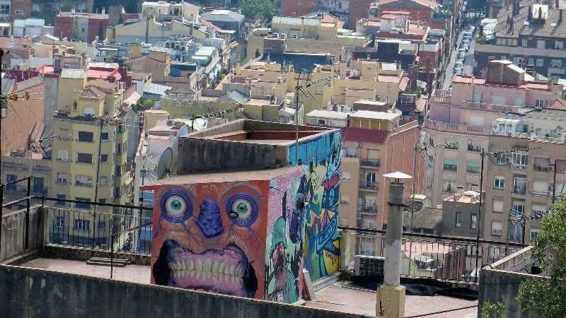 View of rooftops from top of Park Guell