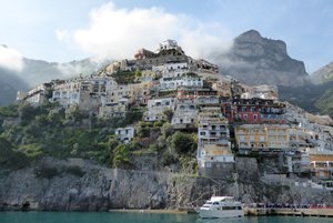 Positano with low clouds
