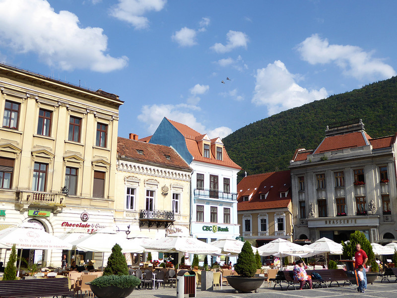 Corner of main square in Brasov