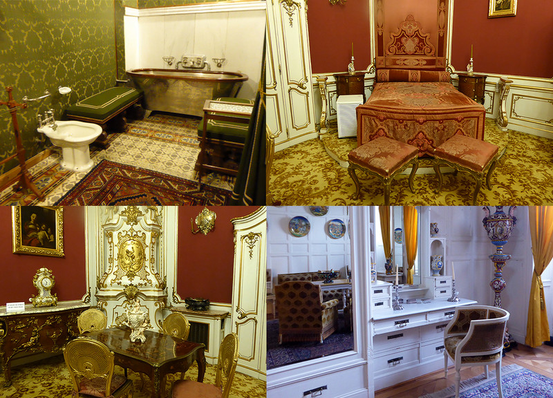 A bathroom, queen's bed, dressing room and sitting room