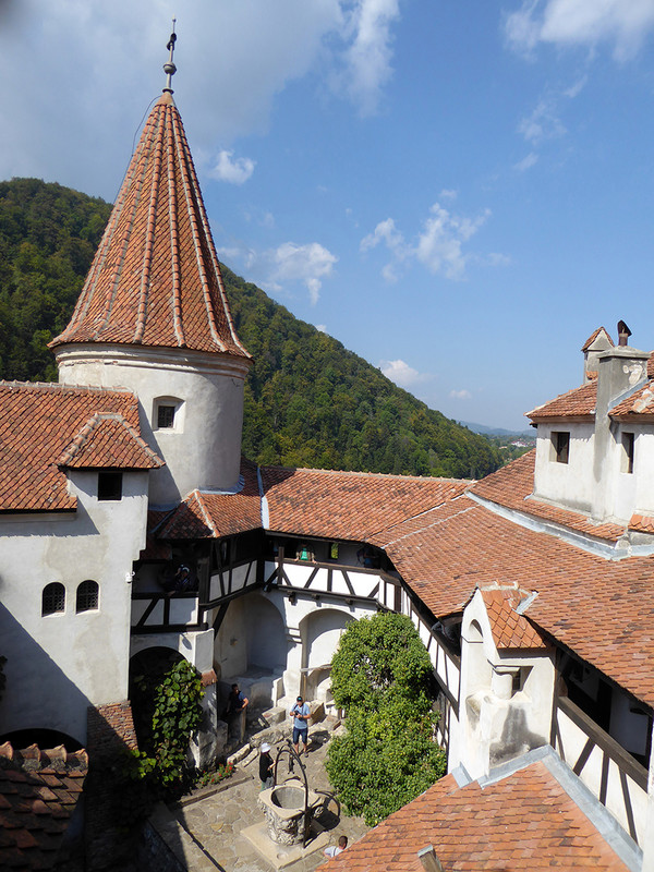 Looking down into the courtyard of Bran Castle