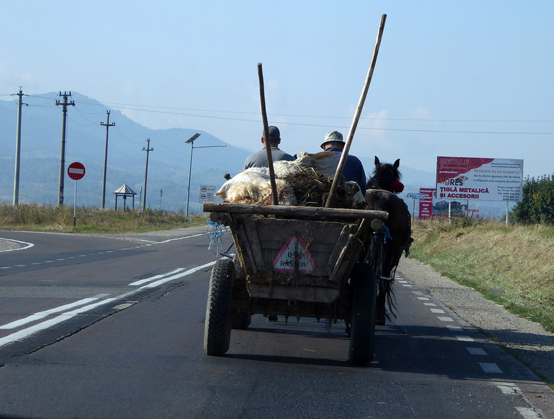 Horse and carriage is a popular form of transport in the country in Transylvania