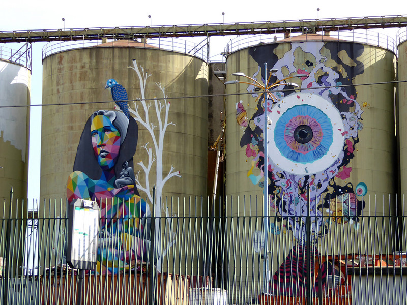 graffiti on silos at the entrance to Catania