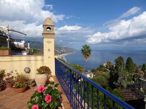 View of the Messina coast line from Taormina 