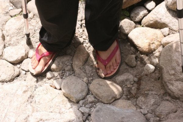 my guides sandals on my feet