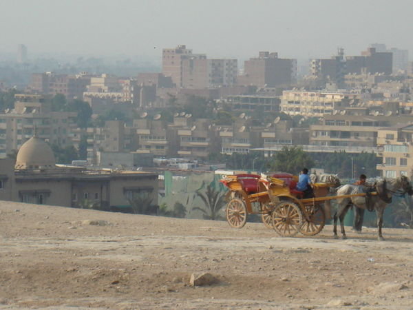 View into edge of Cairo from Pyramids