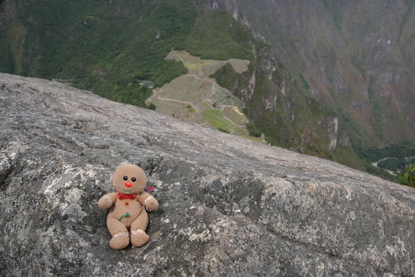 Little man made it to the top of Wayna Picchu too