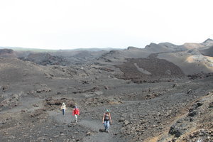 Walking over the solidified lava
