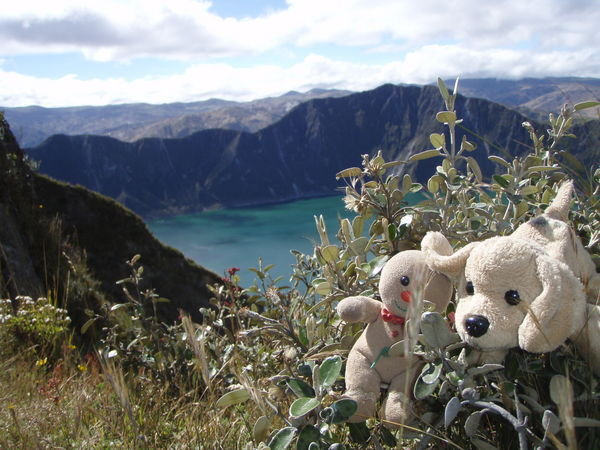 Harriet and Little man enjoying the view over Quilotoa