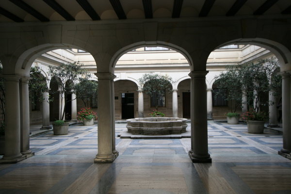Inside one of the courtyards in the old part of Bogota